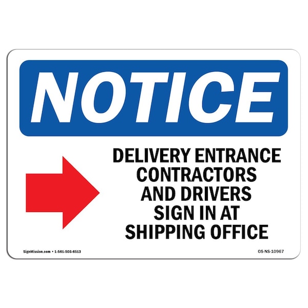 Sign, 3.5" H, Delivery Entrance Contractors Sign, Landscape, NS-D-35-L-10967-10PK